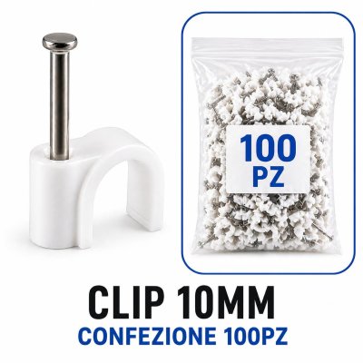 CLIP PER CAVI 10MM BIANCA 100PZ
