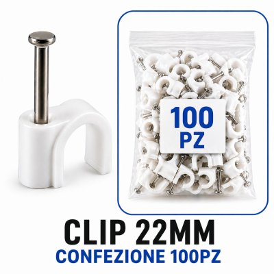 CLIP PER CAVI 22MM BIANCA 50PZ