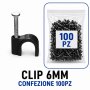 CLIP PER CAVI 6MM NERA 100PZ