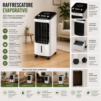 RAFFREDDATORE D ARIA BIANCO-NERO 4L 80W