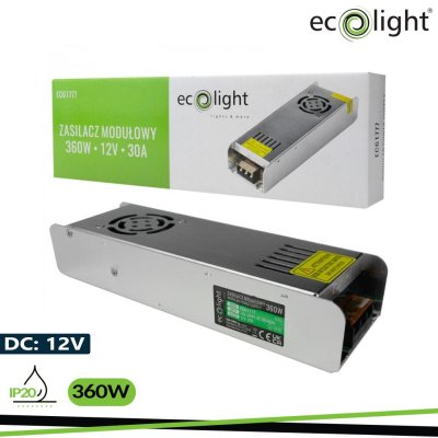 ALIMENTATORE LED 360W 12V 30A  IP20 SLIM 224X69X40