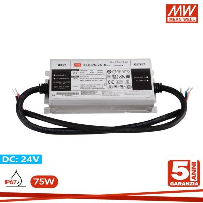 ALIMENTATORE MEANWELL 75W 24V  IP67 SERIE XLG