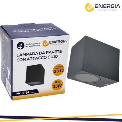PORTAFARETTO DA MURO GU10 ALLUMINIO IP54 QUADRATO NERO