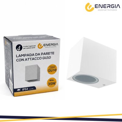 PORTAFARETTO DA MURO GU10 ALLUMINIO IP54 QUADRATO BIANCO