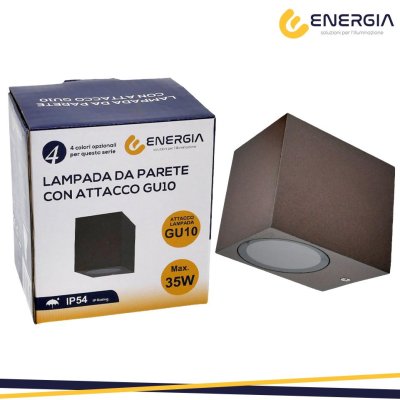 PORTAFARETTO DA MURO GU10 ALLUMINIO IP54 QUADRATO CORTEN