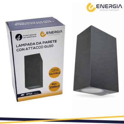 PORTAFARETTO DA MURO 2XGU10 ALLUMINIO IP54 RETTANG. GRIGIO PORTAFARETTO DA MURO 2XGU10 ALLUMINIO IP54 RETTANG. GRIGIO