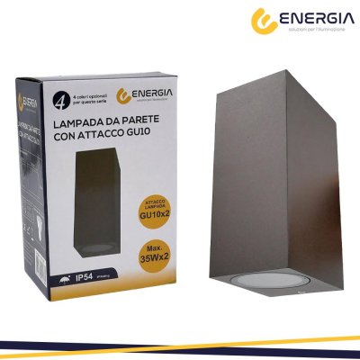 PORTAFARETTO DA MURO 2XGU10 ALLUMINIO IP54 RETTANG. CORTEN PORTAFARETTO DA MURO 2XGU10 ALLUMINIO IP54 RETTANG. CORTEN