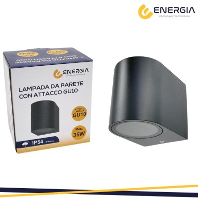 PORTAFARETTO DA MURO GU10 ALLUMINIO IP54 QUADRATO NERO