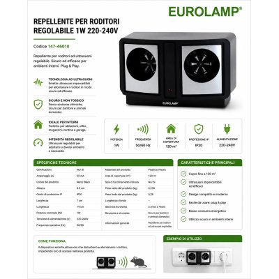 REPELLENTE PER RODITORI REGOLABILE 1W 220V