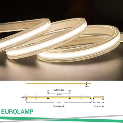 LED TAPE COB 10M 8W 220V 3000K 360L/M IP65 PRO
